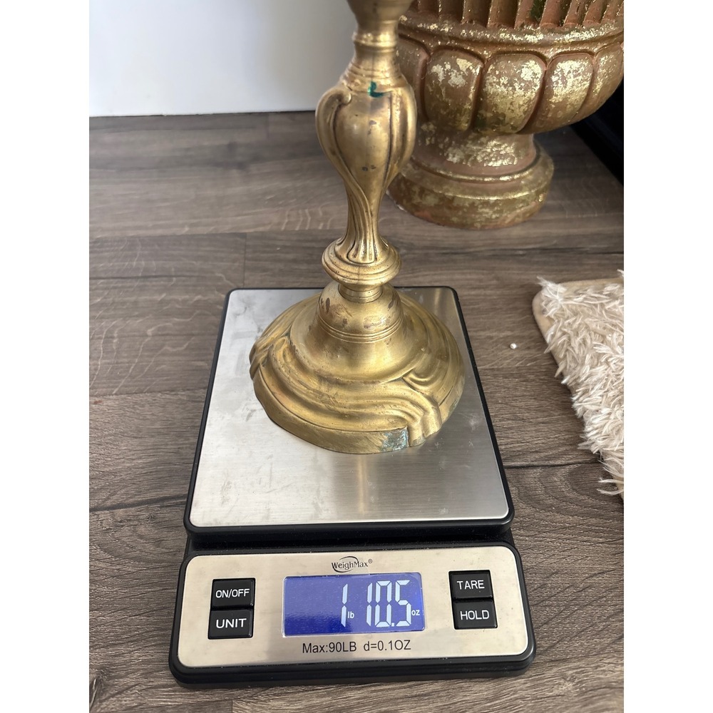 Vintage Antique French LOUIS XV Brass Candlestick Holder Nouveau Style Elegant - Picture 5 of 6